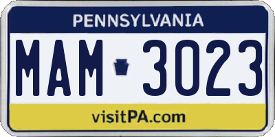 PA license plate MAM3023