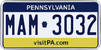 PA license plate MAM3032