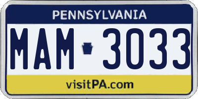 PA license plate MAM3033