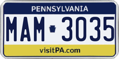 PA license plate MAM3035