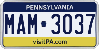 PA license plate MAM3037