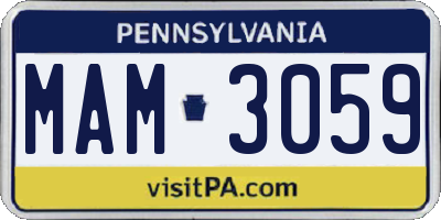 PA license plate MAM3059