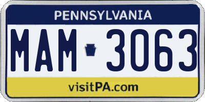 PA license plate MAM3063