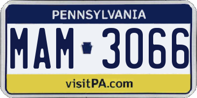 PA license plate MAM3066