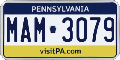 PA license plate MAM3079