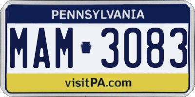 PA license plate MAM3083