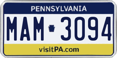 PA license plate MAM3094