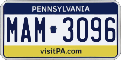 PA license plate MAM3096