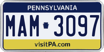PA license plate MAM3097