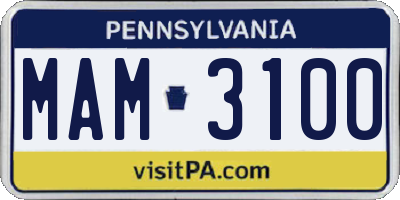 PA license plate MAM3100
