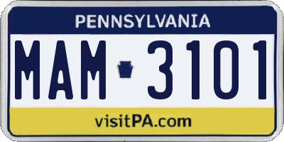 PA license plate MAM3101
