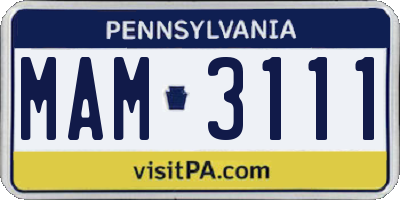 PA license plate MAM3111
