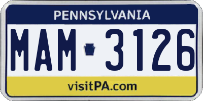 PA license plate MAM3126