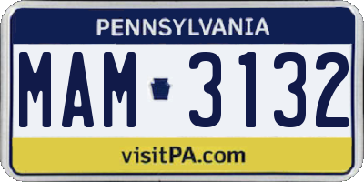 PA license plate MAM3132