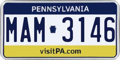 PA license plate MAM3146