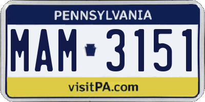 PA license plate MAM3151