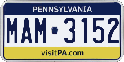 PA license plate MAM3152
