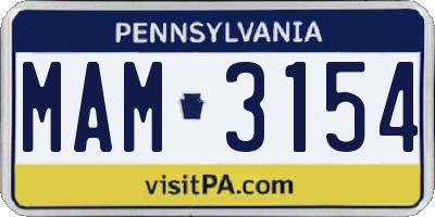 PA license plate MAM3154