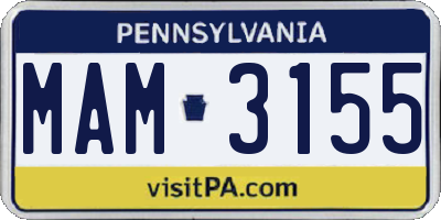 PA license plate MAM3155