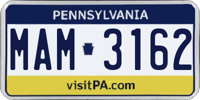 PA license plate MAM3162