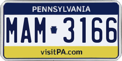 PA license plate MAM3166