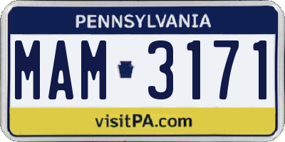 PA license plate MAM3171