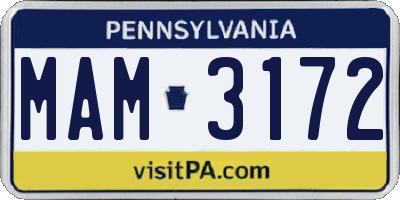 PA license plate MAM3172
