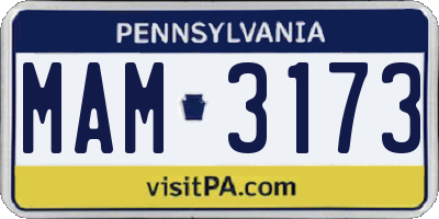 PA license plate MAM3173