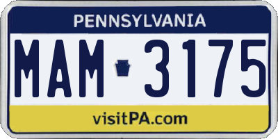 PA license plate MAM3175