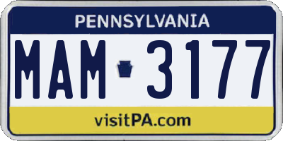 PA license plate MAM3177