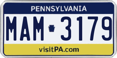 PA license plate MAM3179