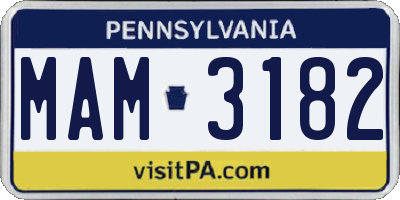 PA license plate MAM3182
