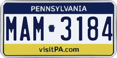 PA license plate MAM3184