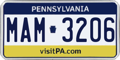 PA license plate MAM3206