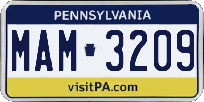 PA license plate MAM3209