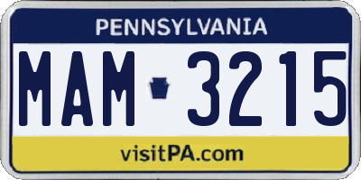 PA license plate MAM3215
