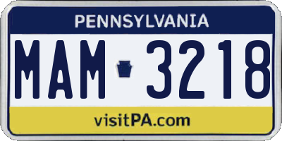PA license plate MAM3218
