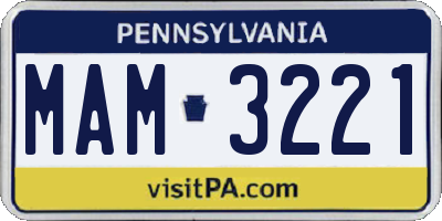 PA license plate MAM3221