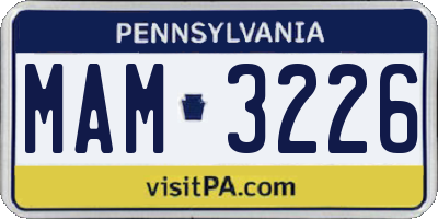 PA license plate MAM3226