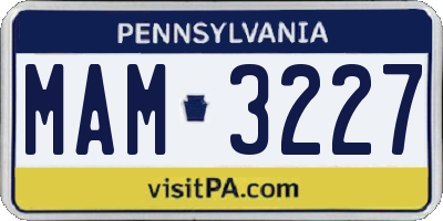 PA license plate MAM3227