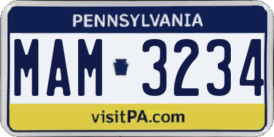 PA license plate MAM3234