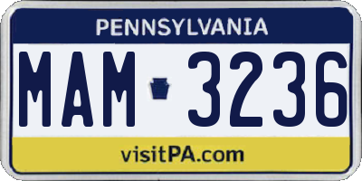 PA license plate MAM3236