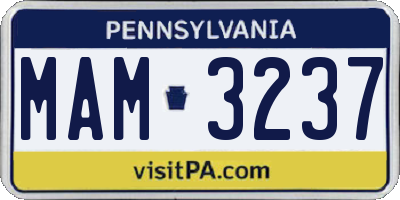 PA license plate MAM3237