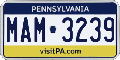 PA license plate MAM3239