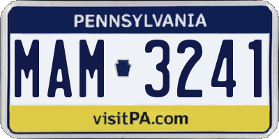 PA license plate MAM3241