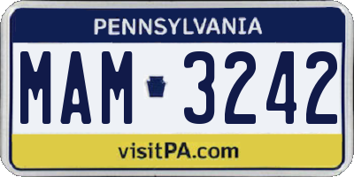 PA license plate MAM3242