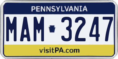 PA license plate MAM3247