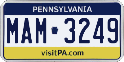 PA license plate MAM3249