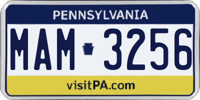PA license plate MAM3256