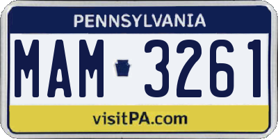 PA license plate MAM3261